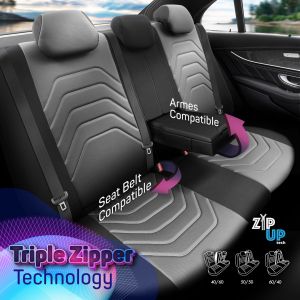 Sitzbezüge Komplettset für Autos Premium Öko-Leder Lux Otom Schwarz Grau COMFORT LINE 