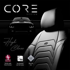 Sitzbezüge Komplettset für Autos Premium Öko-Leder Lux Otom Schwarz Grau COMFORT LINE 