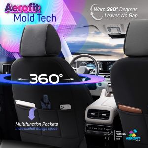 Sitzbezüge Komplettset für Autos Premium Öko-Leder Lux Otom Schwarz Grau COMFORT LINE 