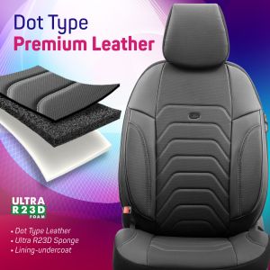 Sitzbezüge Komplettset für Autos Premium Öko-Leder Lux Otom Schwarz Grau COMFORT LINE 