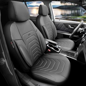 Sitzbezüge Komplettset für Autos Premium Öko-Leder Lux Otom Schwarz Grau COMFORT LINE 