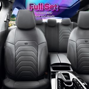 Sitzbezüge Komplettset für Autos Premium Öko-Leder Lux Otom Schwarz Grau COMFORT LINE 