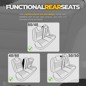 Sitzbezüge Komplettset für Autos Premium Öko-Leder und Textil mit blauen Ziernähten Lux Otom Schwarz Grau INDIVIDUAL Design