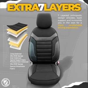 Sitzbezüge Komplettset für Autos Premium Öko-Leder und Textil mit Rot Ziernähten Lux Otom Schwarz INDIVIDUAL Design