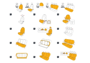 Sitzbezüge Komplettset für Autos Premium Öko-Leder und Textil mit Rot Ziernähten Lux Otom Schwarz INDIVIDUAL Design