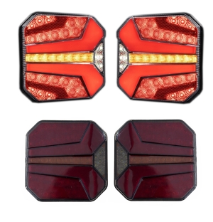 2 x Lkw LED Anhänger Dynamic Rückleuchten hinten Leuchten Quadratisch LKW 24V 
