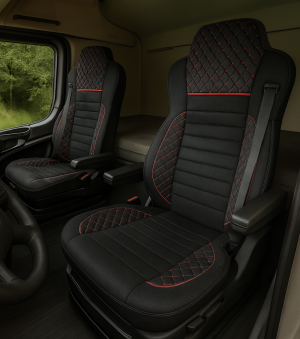 2 x LUX Huse Scaune pentru Mercedes Actros Arocs MP4 MP5 2015-2025 Camioane Negru Piele Alcantara