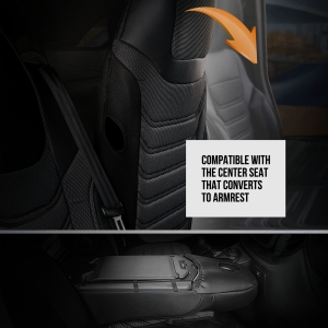 2+1 LUX FORD TRANSIT CUSTOM MK1 2012-2023 Seat Covers Van Bus Black Eco Leather Textile