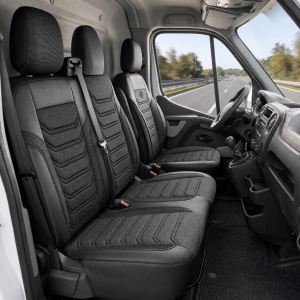 2+1 LUX Mercedes Sprinter II (W906) 2006-2017, VW Crafter 2006-2016 Housses Couvre de Siege VAN BUS Camping-car Noir Eco Cuir Textile