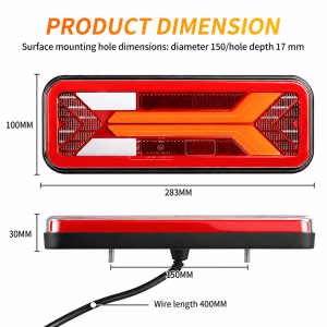 2 x Lkw LED Anhänger Dynamic Rückleuchten hinten Leuchten 12v 24V E9