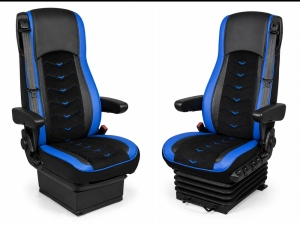 2x Seat covers for DAF XF 106 2015-2021 Truck Black Blue Leather Alcantara