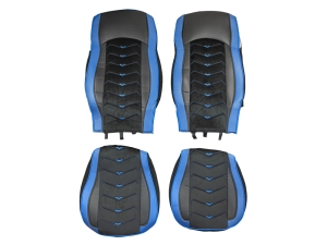 2x Seat covers for DAF XF 106 2015-2021 Truck Black Blue Leather Alcantara