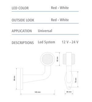 2 x Led Stalk Position lights led lights marker clearance truck trailer lorry 12/24V