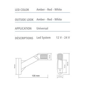 2 x LED feux cote lateral remorque camions 12/24V