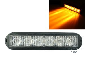  6 LED Warnleuchte Notfall Frontblitzer Blitzlicht Strobe Licht Bernstein Lkw Pkw Gabelstapler 12/24V