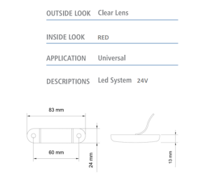 Indicator de lumină laterală camion Remorcă 9 LED rosu 24v