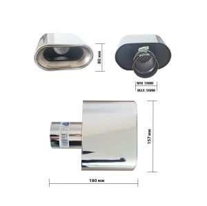 Auspuffblende Endrohr Silber Schwarz 180mm 