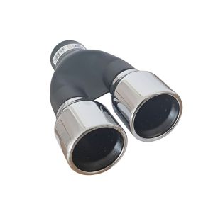 Auspuffblende Endrohr Silber Schwarz Doppelt 250mm 