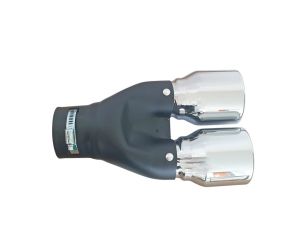 Auspuffblende Endrohr Silber Schwarz Doppelt 250mm 