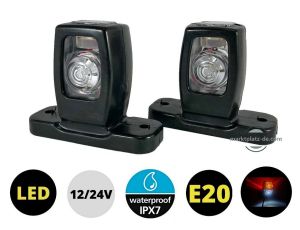 2 x Led Markeringslys,Sidemarkeringslys Lastebil Tilhenger E20 12/24V