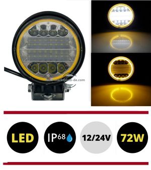 LED Runden Arbeitsscheinwerfer 72W Für PKW LKW Traktor Lamp 