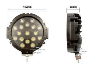 LED Round Work Light 51W Lamp Fog Offroad Driving Light Black