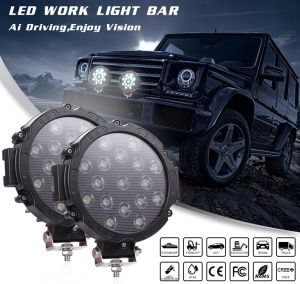 LED Round Work Light 51W Lamp Fog Offroad Driving Light Black