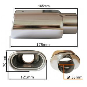 Auspuffblende Endrohr Silber Sport Tuning 165mm 