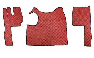 VOLVO FH13 Fußmatten Handschaltung Rot Eko Leder Matten Autoteppiche LKW