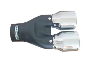 Silber Schwarz Auspuffblende Endrohr Doppelt 250mm 