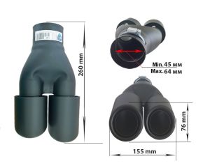 Schwarz Matt Auspuffblende Endrohr Doppelt 260mm 