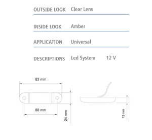 Sidomarkeringsljus  9 LED 24v Vit