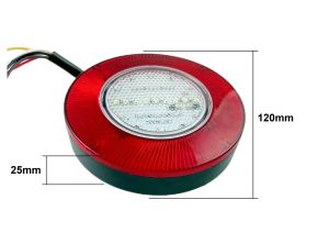 2 x Led Rear Tail Reverse Round Lights Trailer Lorry Car 12v 120mm