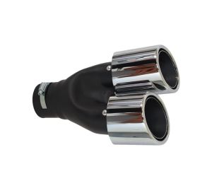 Auspuffblende 255mm Endrohr Verchromt Silber Schwarz Doppelt 