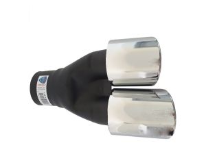 Auspuffblende 255mm Endrohr Verchromt Silber Schwarz Doppelt 