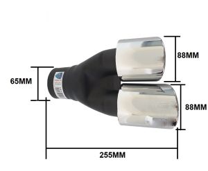 Auspuffblende 255mm Endrohr Verchromt Silber Schwarz Doppelt 