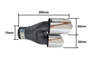 Auspuffblende 260mm Endrohr Verchromt Silber Schwarz Doppelt 