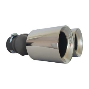 Auspuffblende 247mm Endrohr Verchromt Silber Schwarz Doppelt 