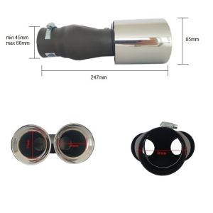 Auspuffblende 247mm Endrohr Verchromt Silber Schwarz Doppelt 