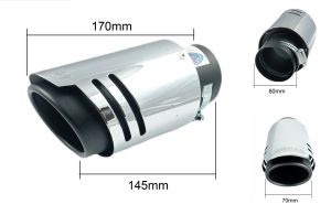 Auspuffblende Endrohr Schwarz Silber Chromed Sport Tuning 170mm 