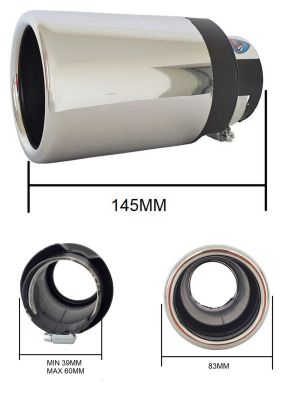 Auspuffblende Endrohr Silber Runden Tuning 145mm 