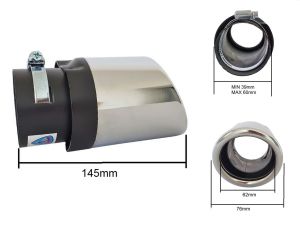 Auspuffblende Endrohr Silber Abgeschrägt Tuning 145mm 