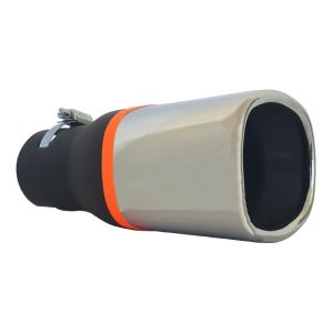 Auspuffblende Endrohr Silber Schwarz Quadrat 181mm 