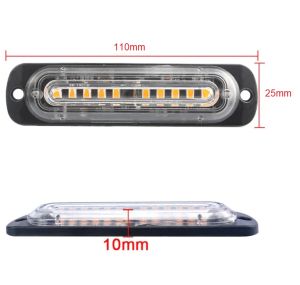 10 LED 12v 24v Warnleuchte Notfall Frontblitzer Blitzlicht Schlank Licht Amber Lkw Auto