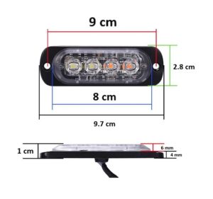 4 LED Warnleuchte Notfall Frontblitzer Blitzlicht Schlank Licht Amber 12v 24v