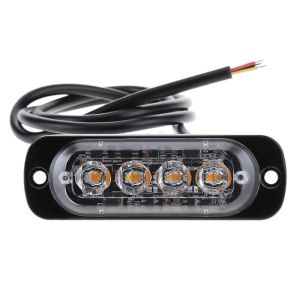 4 LED Warnleuchte Notfall Frontblitzer Blitzlicht Schlank Licht Amber 12v 24v