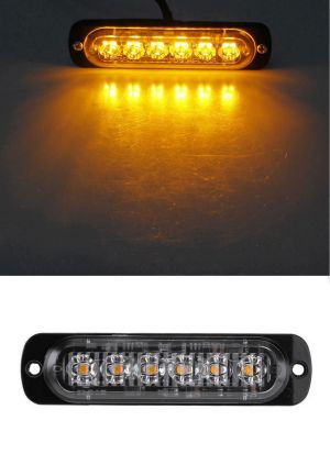6 LED Warnleuchte Notfall Frontblitzer Blitzlicht Schlank Licht Amber 12v 24v
