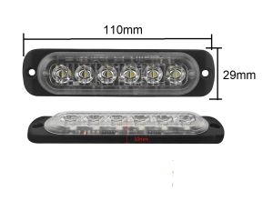 6 LED Warnleuchte Notfall Frontblitzer Blitzlicht Schlank Licht Amber 12v 24v