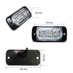 3 LED Warnleuchte Notfall Frontblitzer Blitzlicht Schlank Licht Amber 12v 24v