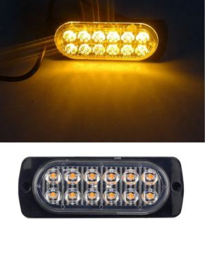 12 LED Warnleuchte Notfall Frontblitzer Blitzlicht Schlank Licht Amber 12v 24v